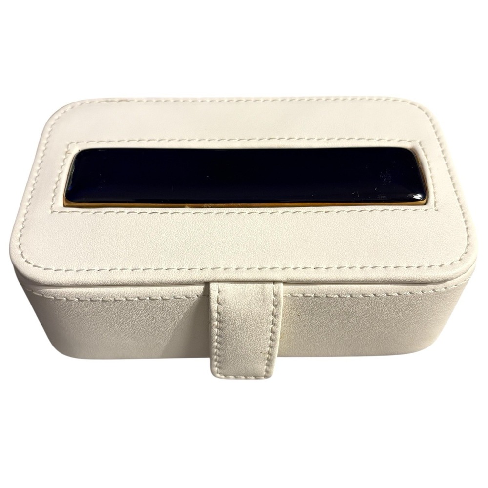 Limoges France Chamart Travel Jewelry‎ Box Holder Vintage Porcelain Tile Accent